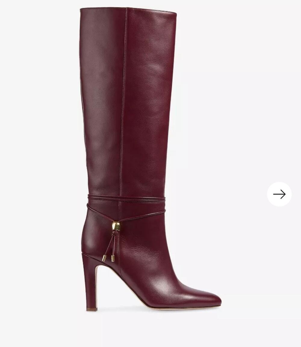 L.K. Bennett Loretta Knee-High Boots Burgundy - Women's Size EU 39/US 8.5